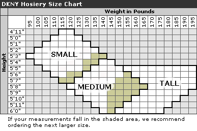 Dkny Hosiery Size Chart